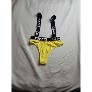 OMG Bikini Bottom 24 Yellow High Cut Strap Retro Futurism Cyber Sporty Swimwear
